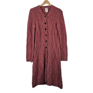 Anthropologie Far Away From Close Wool Blend Cable Knit Long Duster Cardigan L